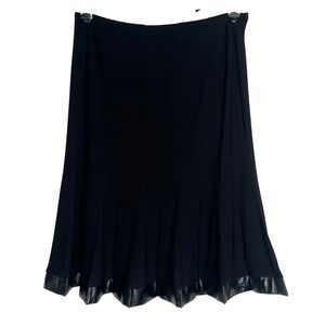 Joseph Ribkoff Black Flare Skirt Faux Leather Trim Scalloped Hem 39450 Size 12‎
